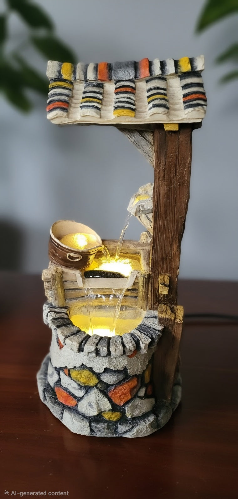 Rustic Wishing Well Water Fountain