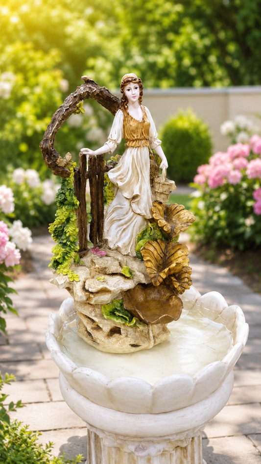 Elegant Garden Maiden Cascading Fountain