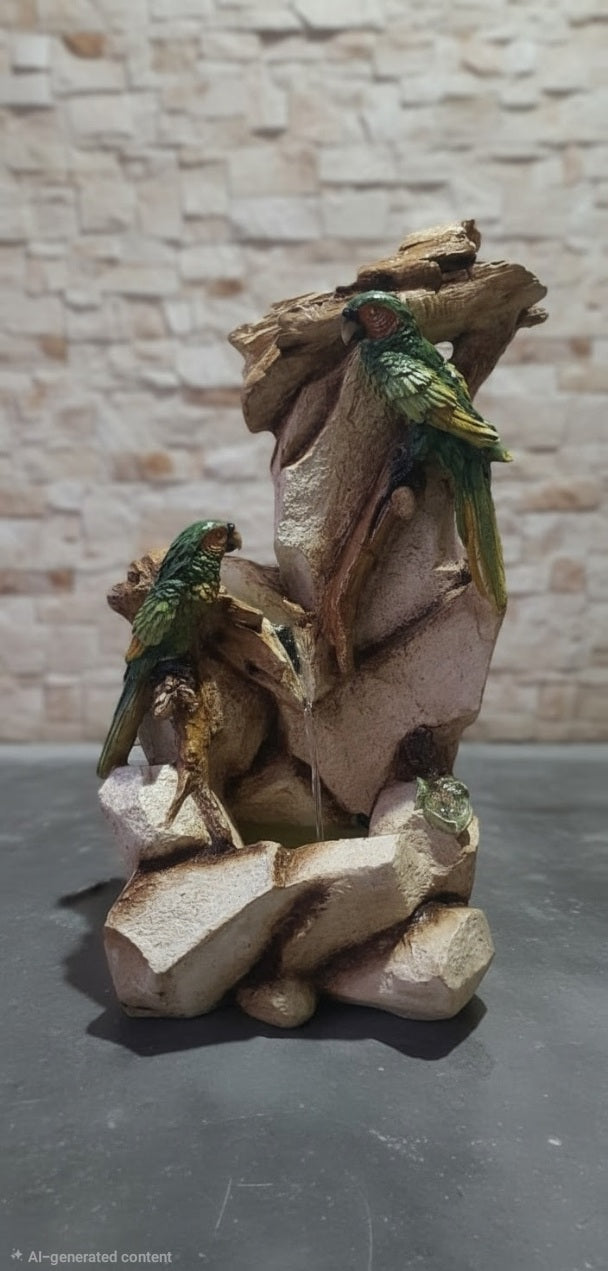 Twin Parrot Rock Fountain