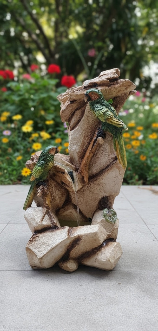 Twin Parrot Rock Fountain