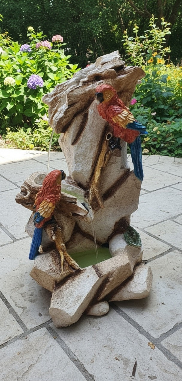 Twin Parrot Rock Fountain
