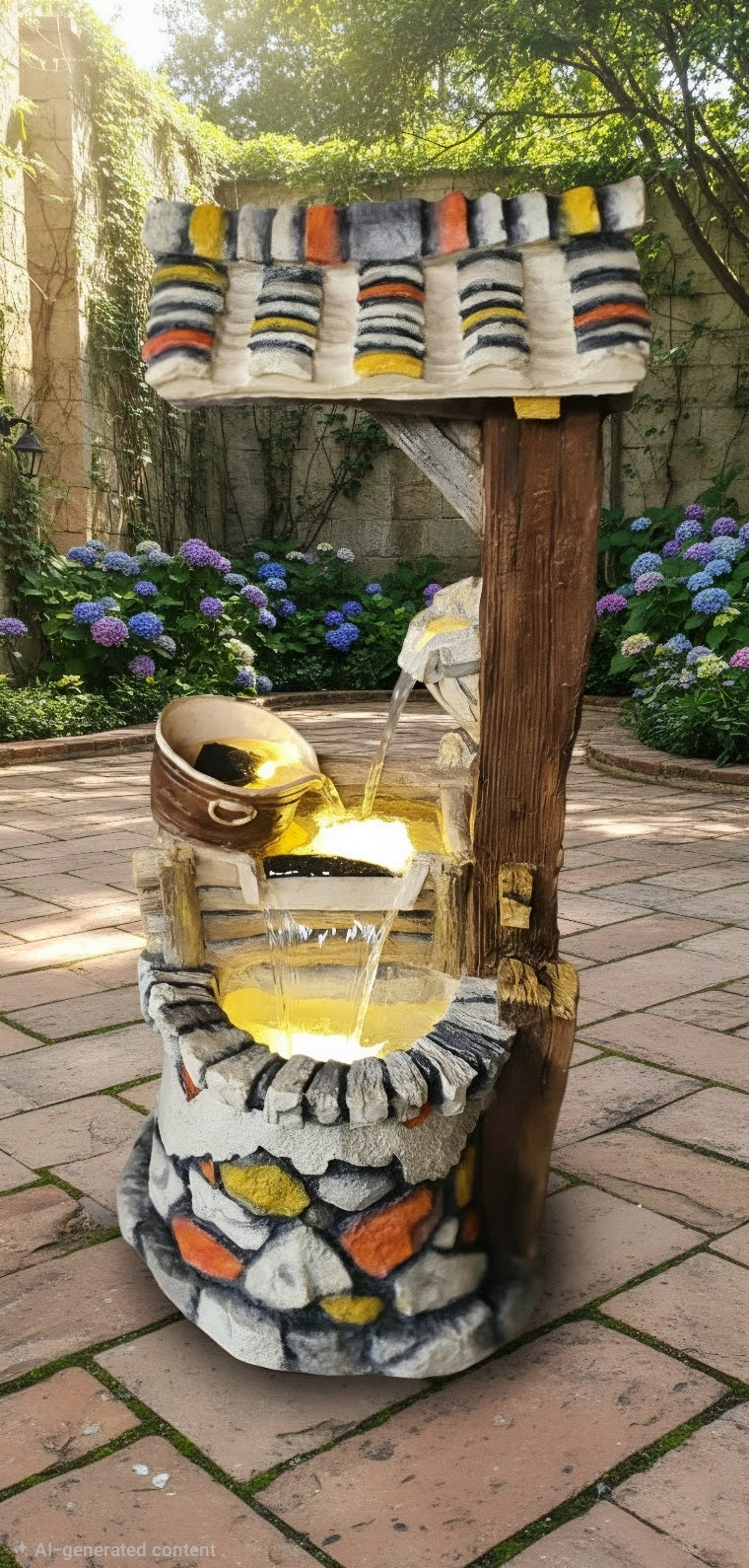 Rustic Wishing Well Water Fountain