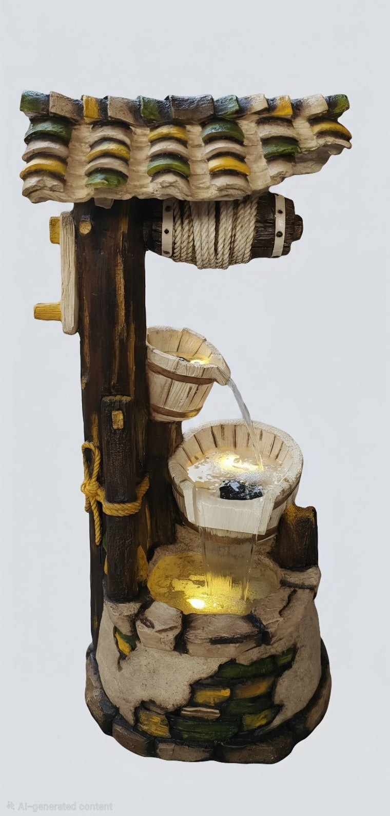 Rustic Wishing Well Water Fountain