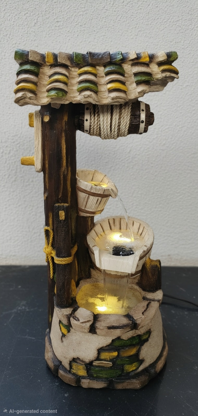 Rustic Wishing Well Water Fountain
