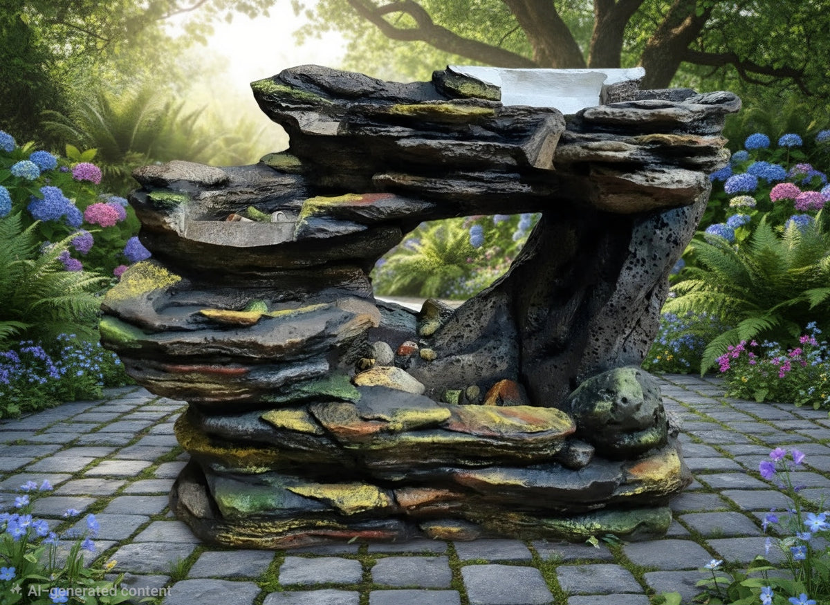 Rustic Rock-Ledge Water Fountain