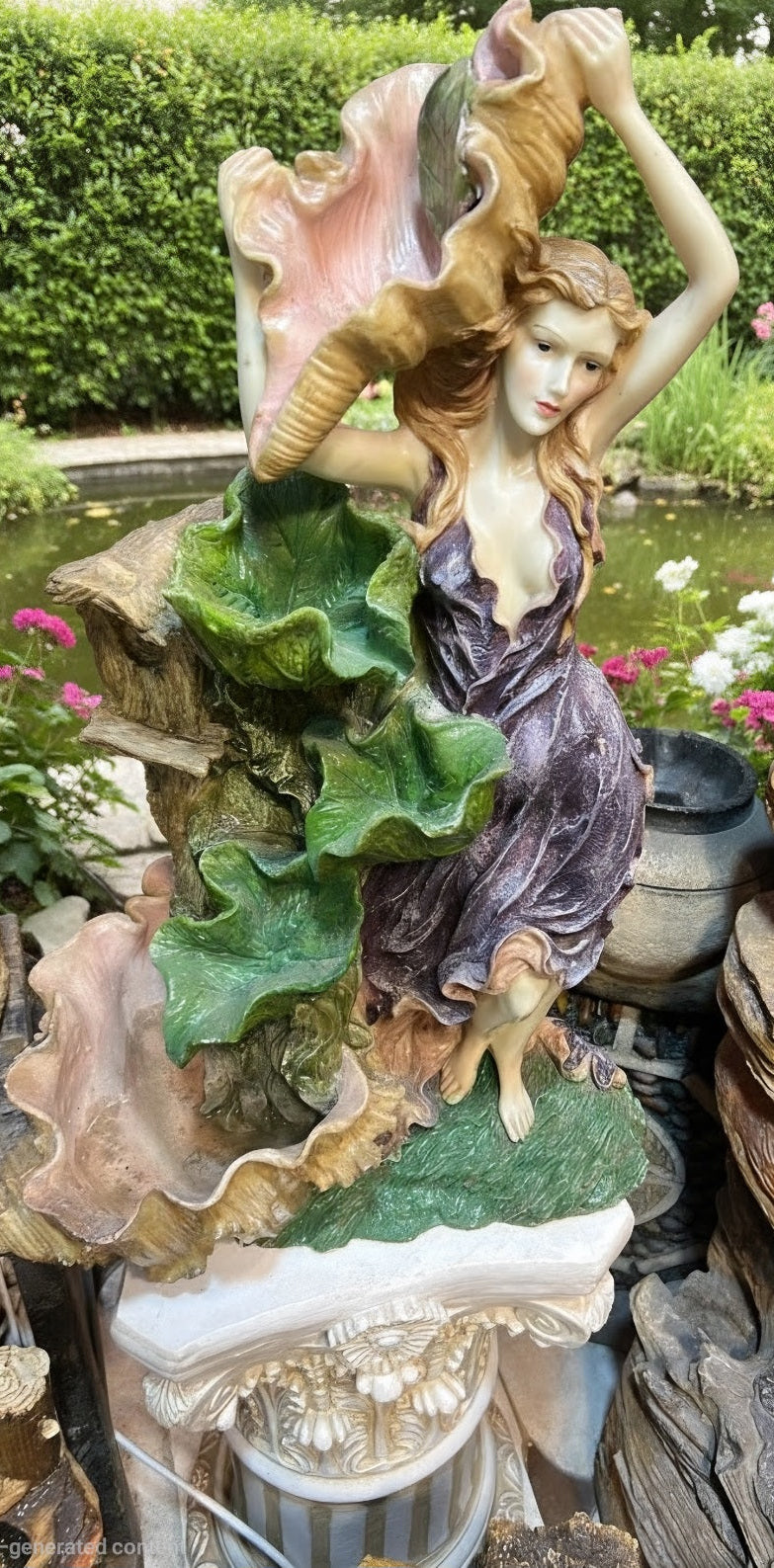 Elegant Seashell Lady Fountain