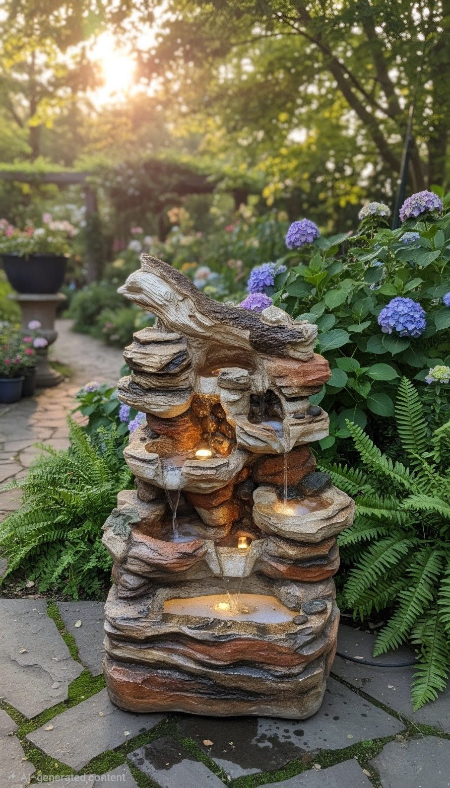 Rustic Natural Stone Waterfall Fountain