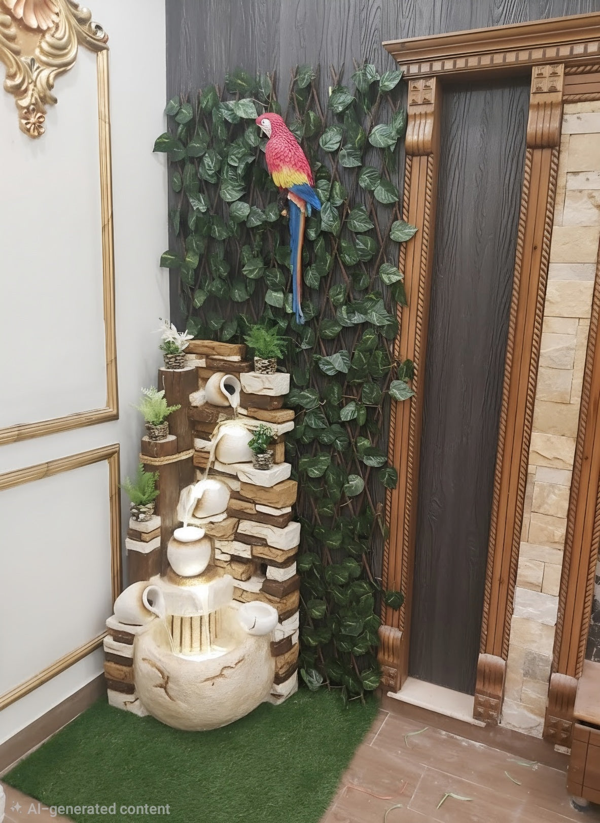 Multi- Tier Pot Design LED Water Fountain