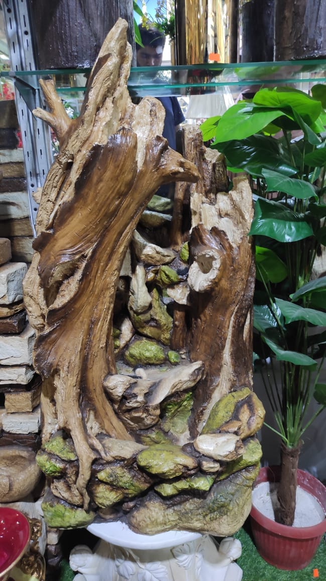 Rustic Woodland Tree-Trunk Cascade Fountain