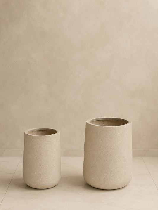 Beautiful pair of modern cylindrical planters.