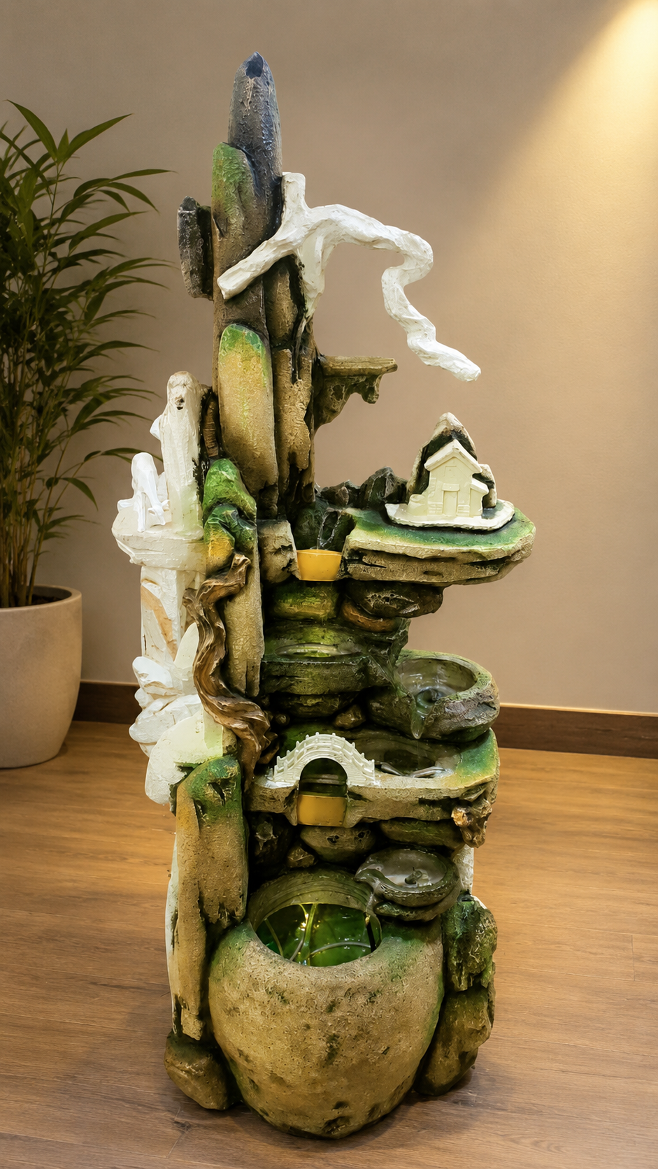 Rustic Mountain Village Water Fountain