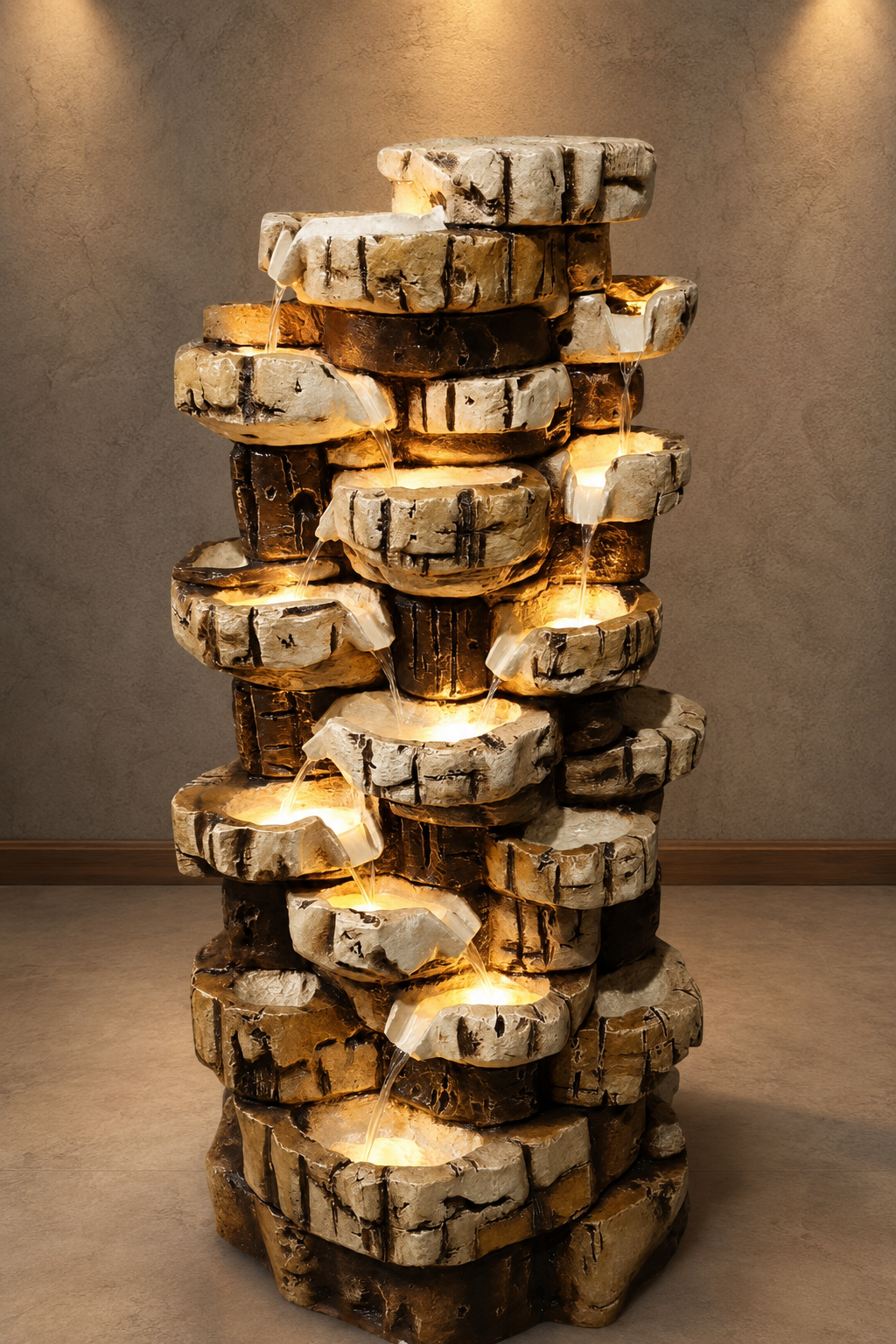 Rustic Multi-Level Stone Water Fountain