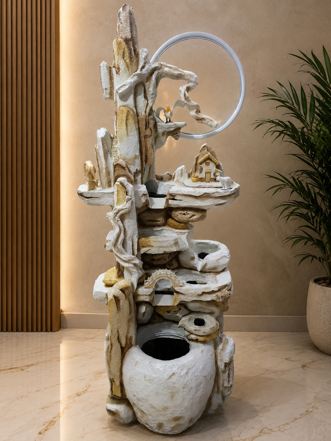 Rustic Mountain Village Water Fountain
