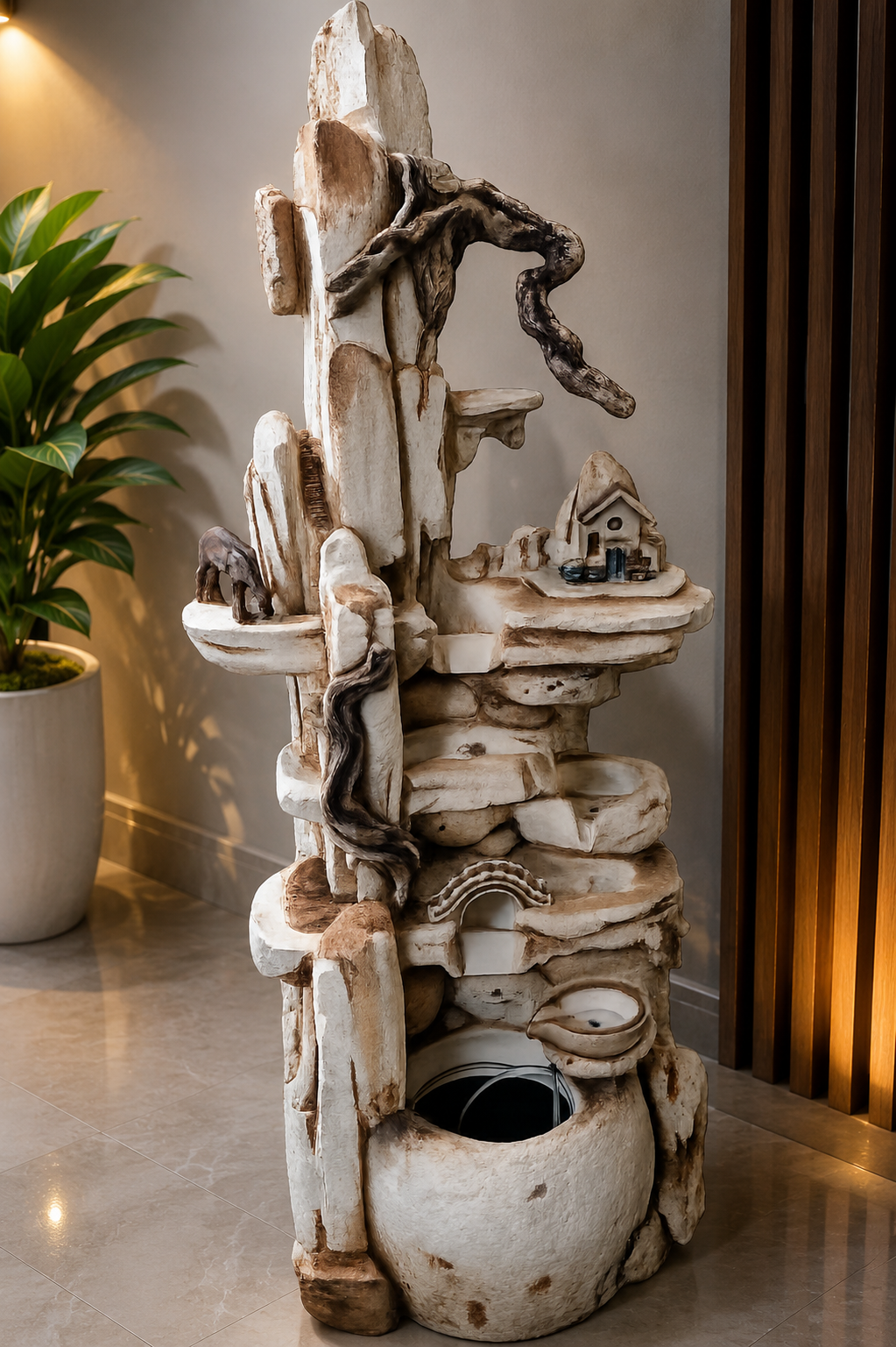 Rustic Mountain Village Water Fountain