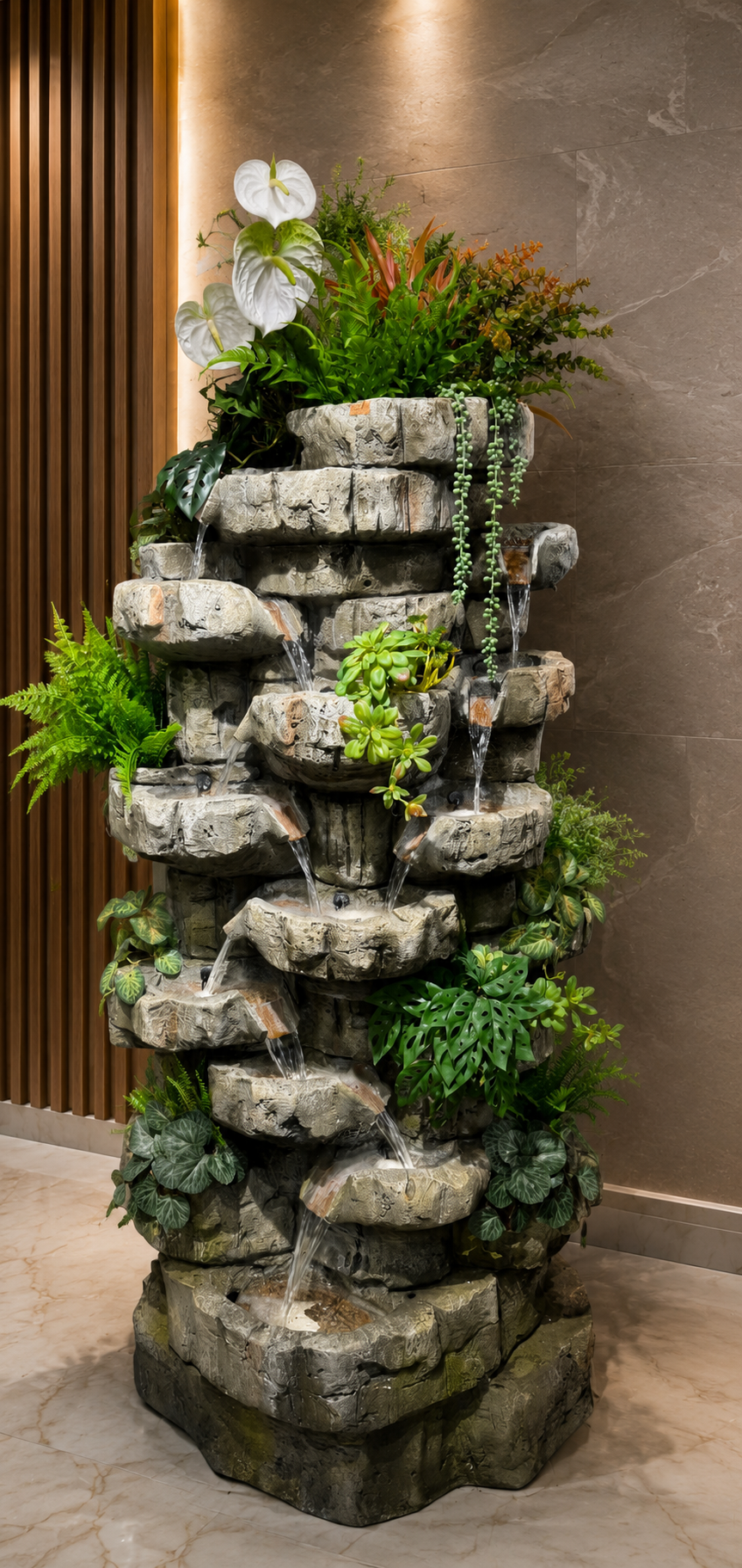 Rustic Multi-Level Stone Water Fountain