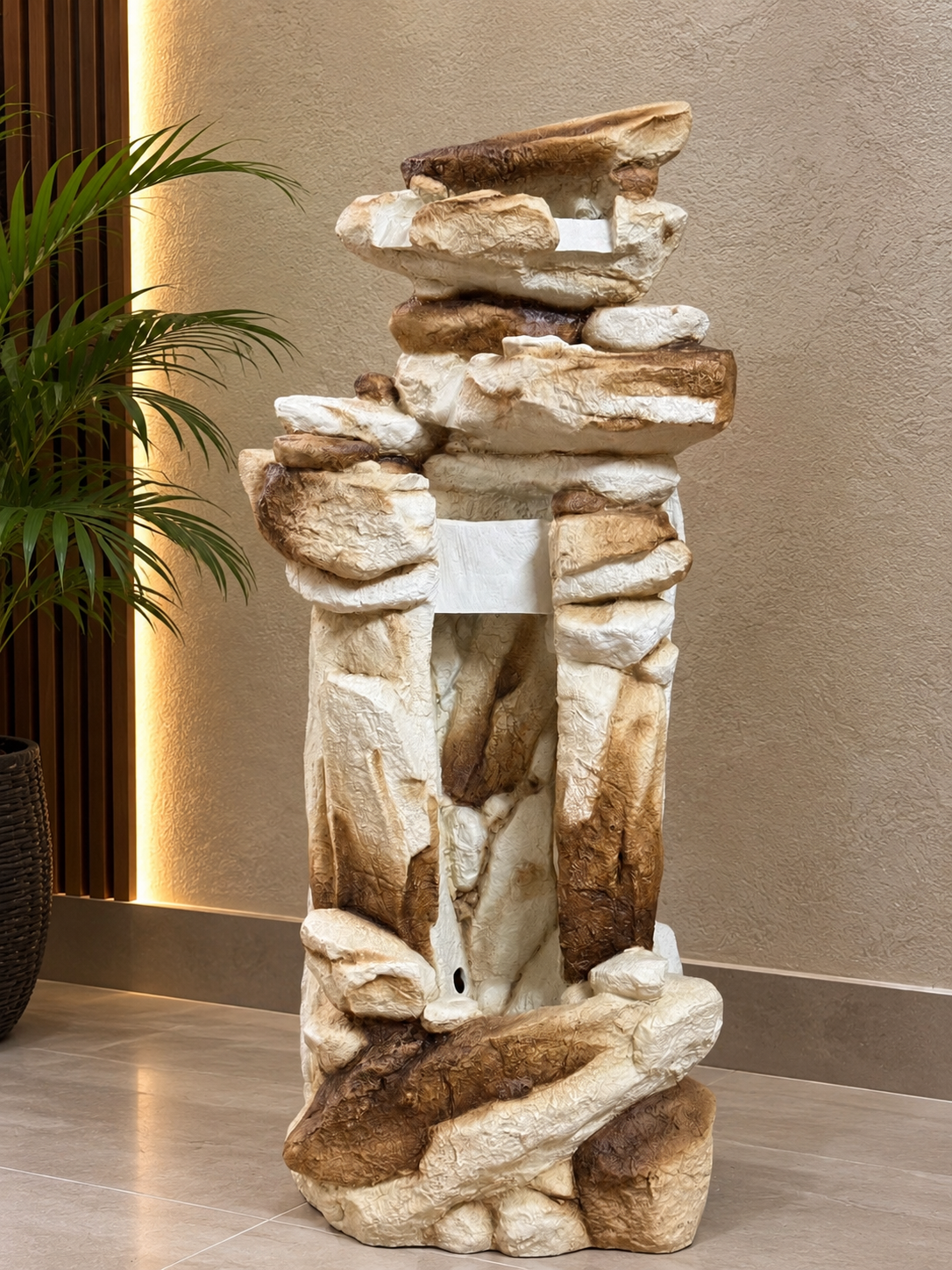 Rustic Woodland Tree-Trunk Cascading Fountain