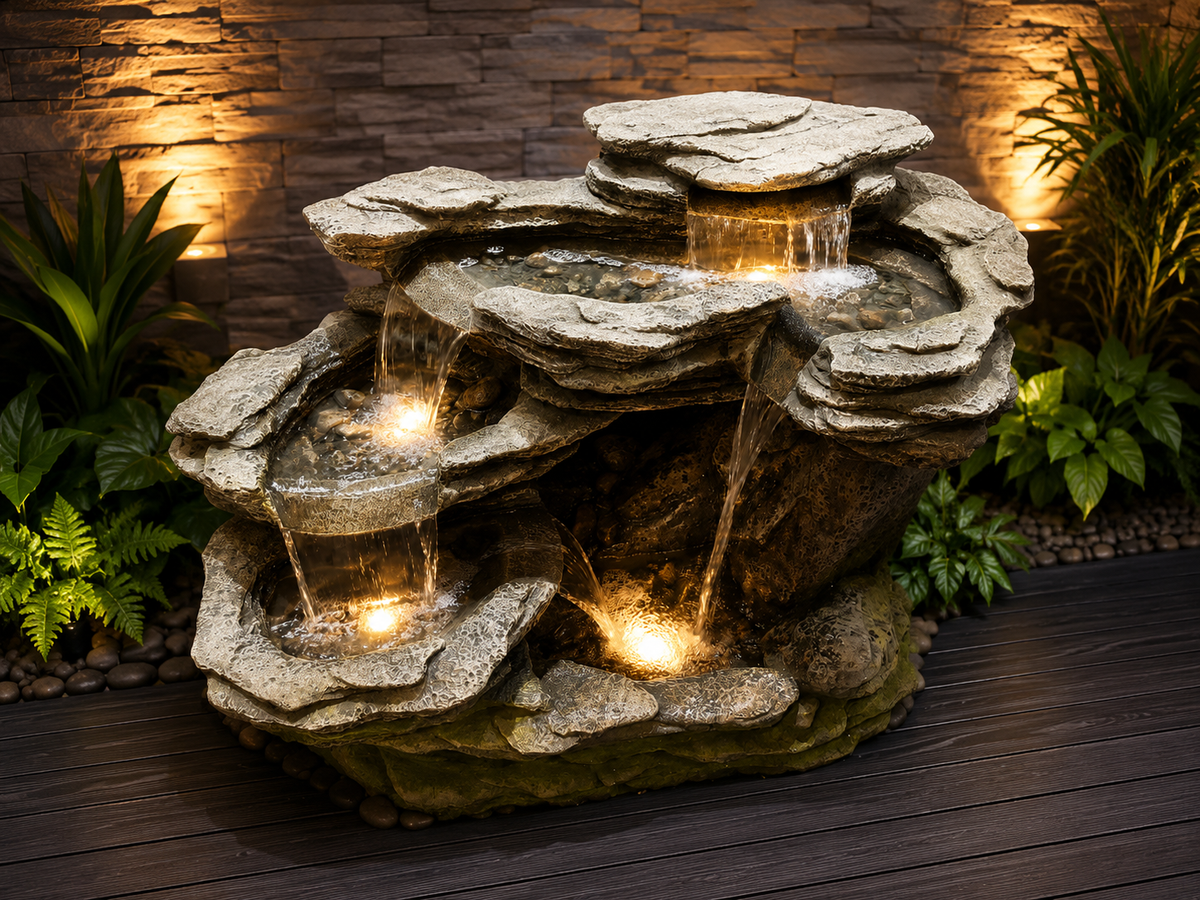 Rustic Rock-Ledge Water Fountain