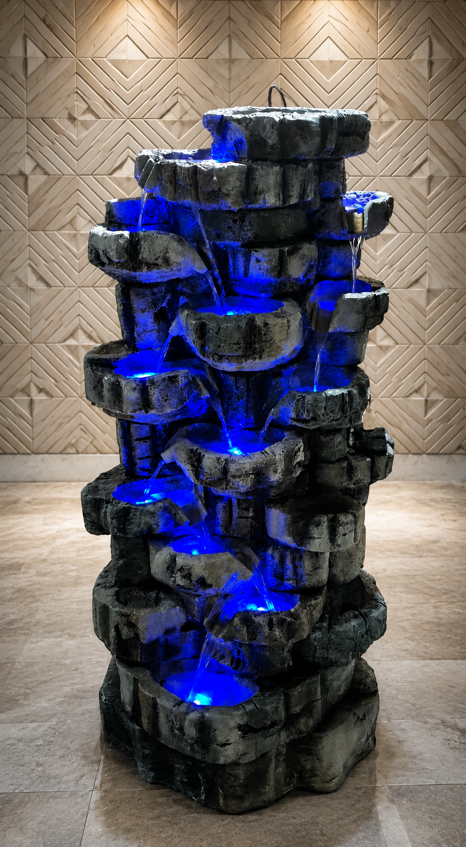 Rustic Multi-Level Stone Water Fountain
