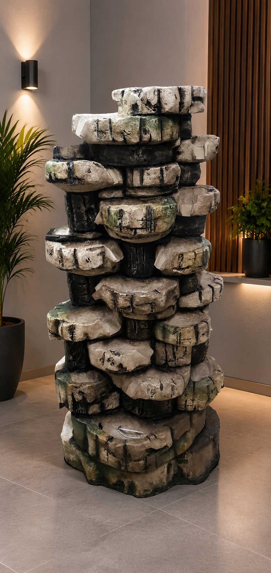 Rustic Multi-Level Stone Water Fountain