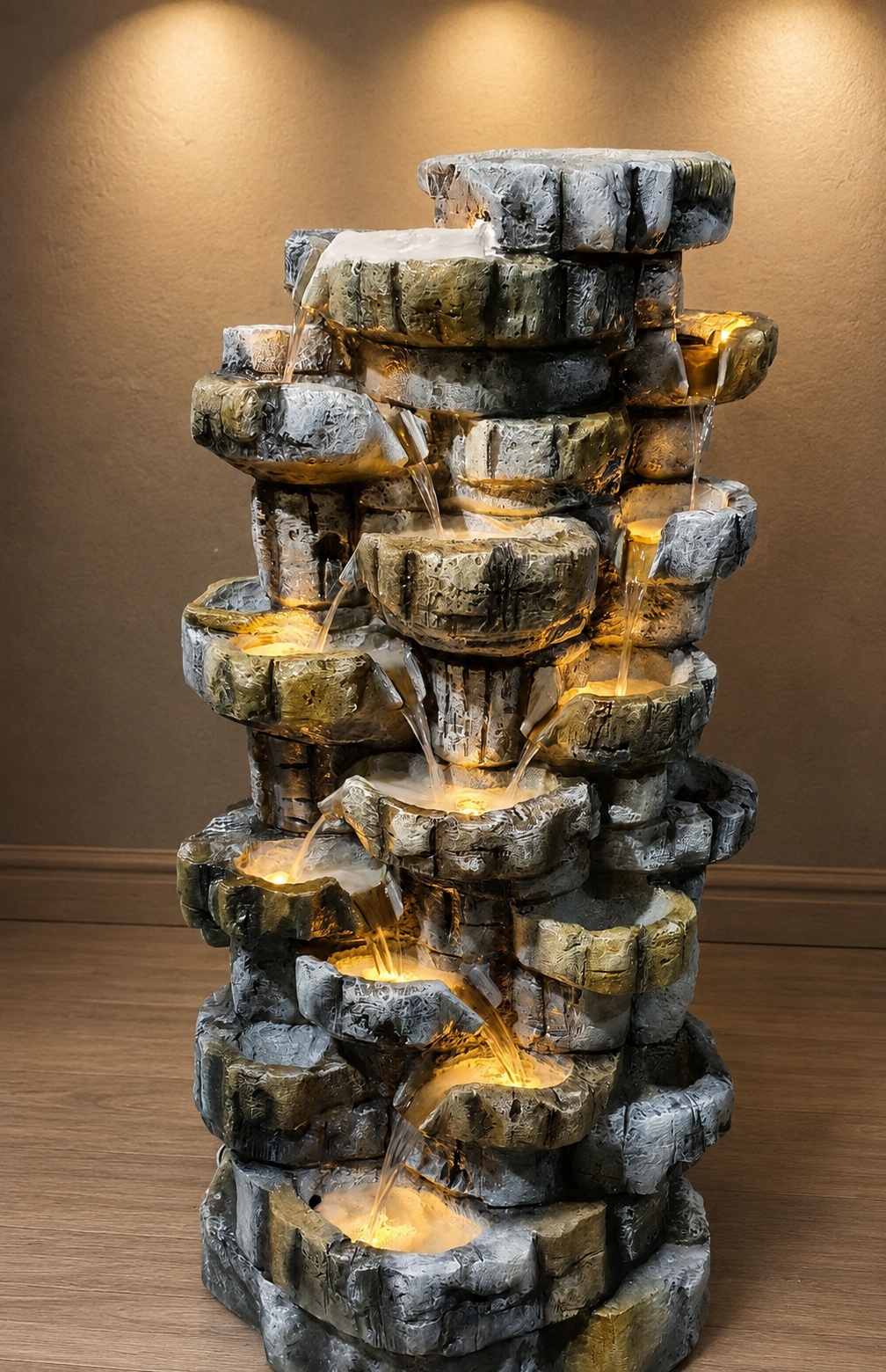Rustic Multi-Level Stone Water Fountain