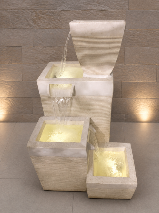Elegant 3-Tier Cascading Square Fountain
