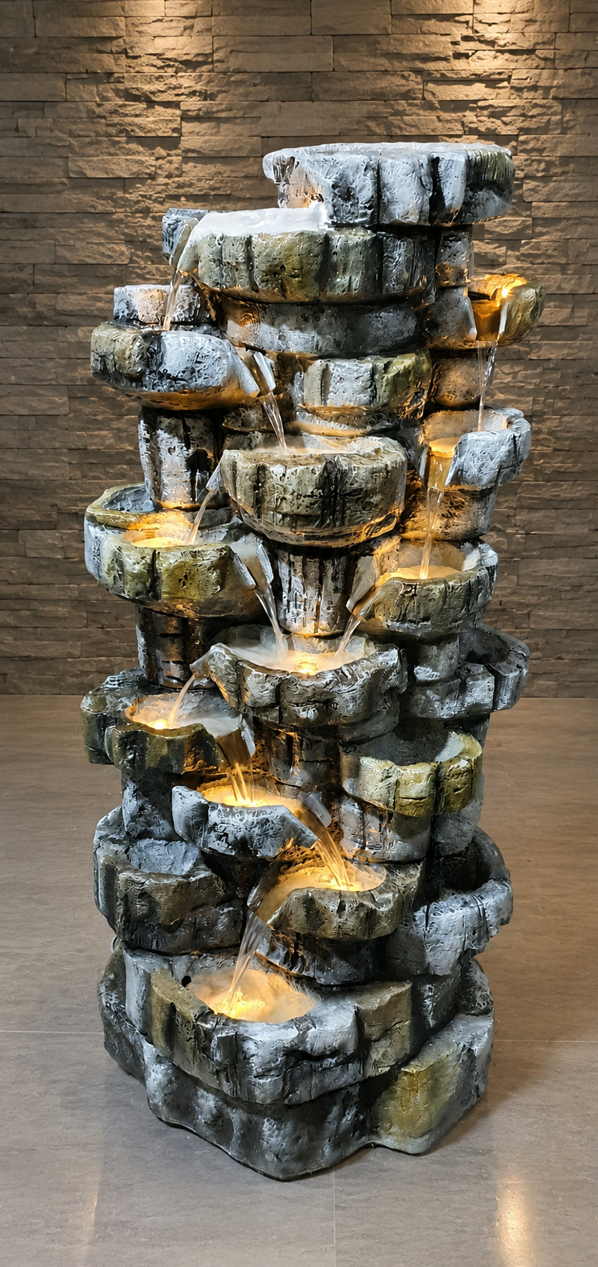 Rustic Multi-Level Stone Water Fountain