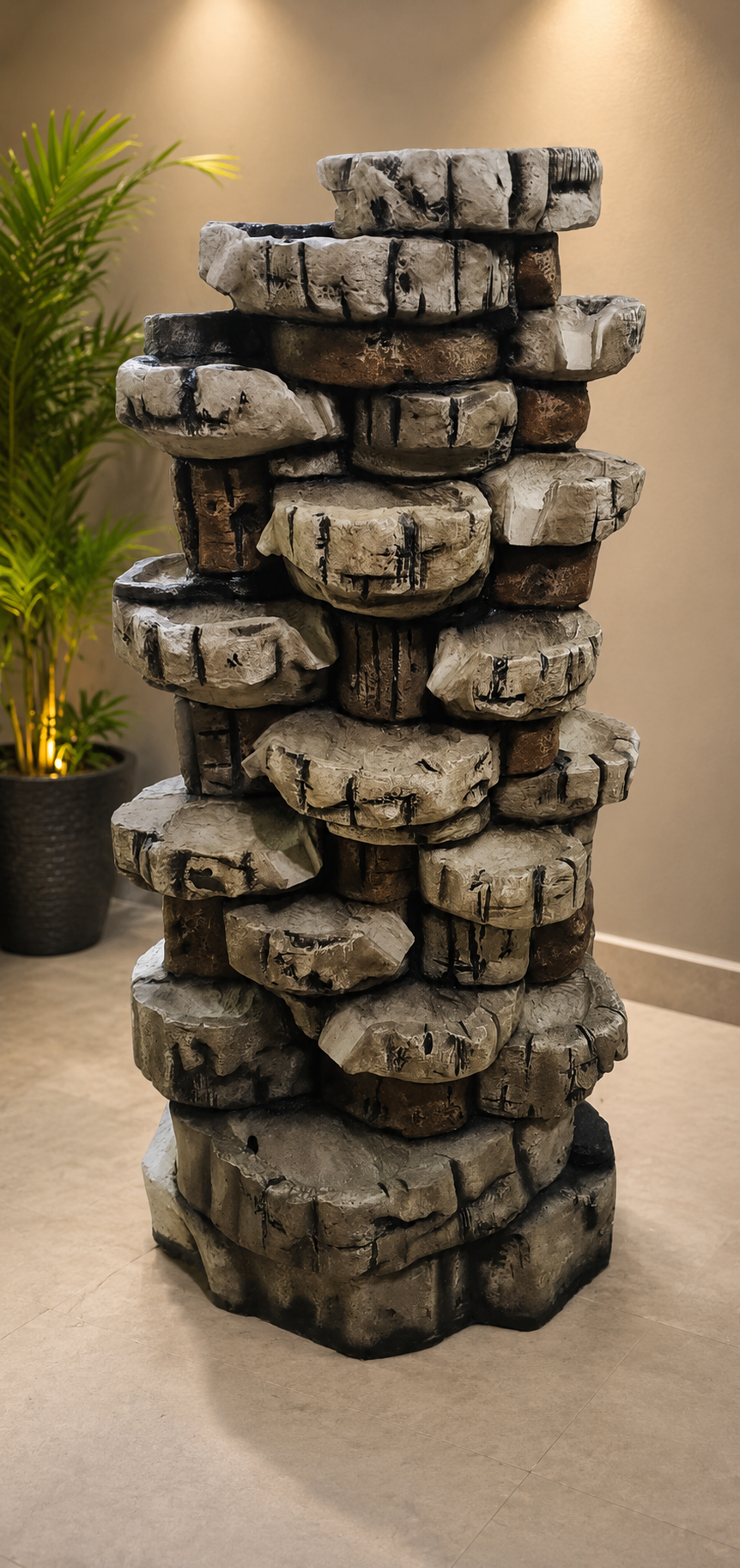 Rustic Multi-Level Stone Water Fountain