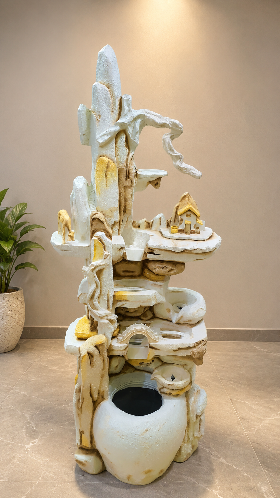 Rustic Mountain Village Water Fountain
