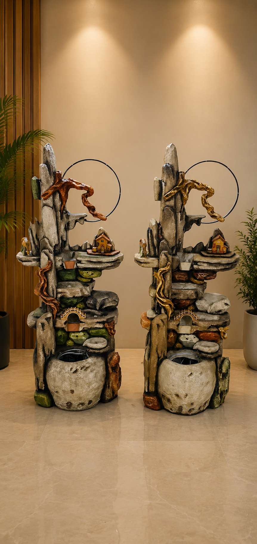 Rustic Mountain Village Water Fountain