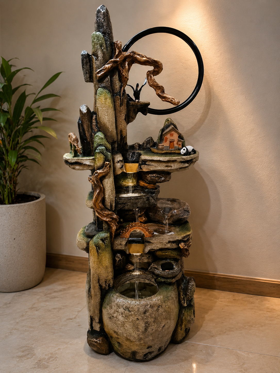 Rustic Mountain Village Water Fountain