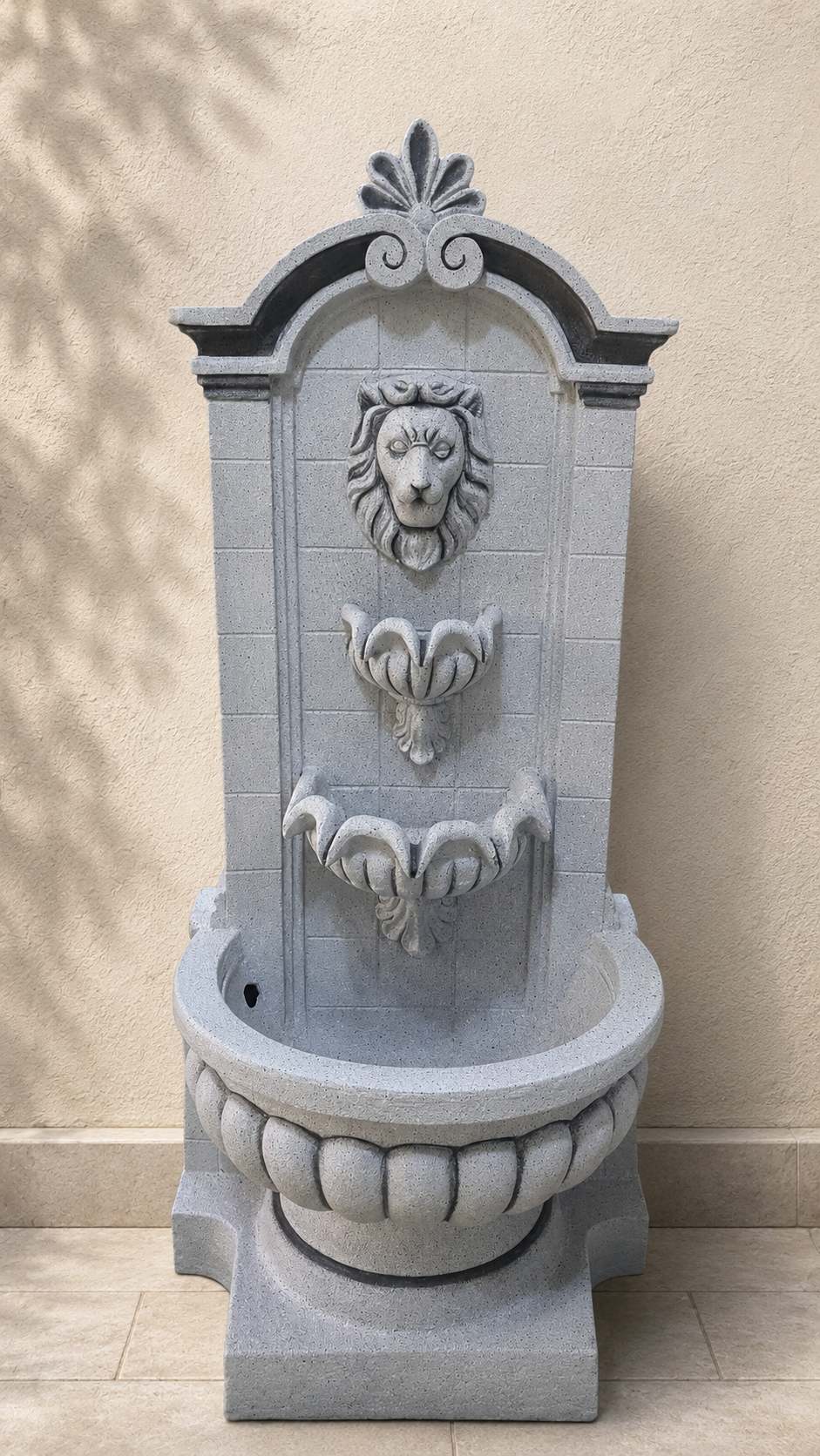 Royal Lion Head 3-Tier Wall Fountain