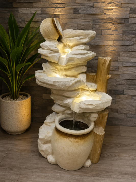 Rustic 4- Tier Rock Garden Fountain